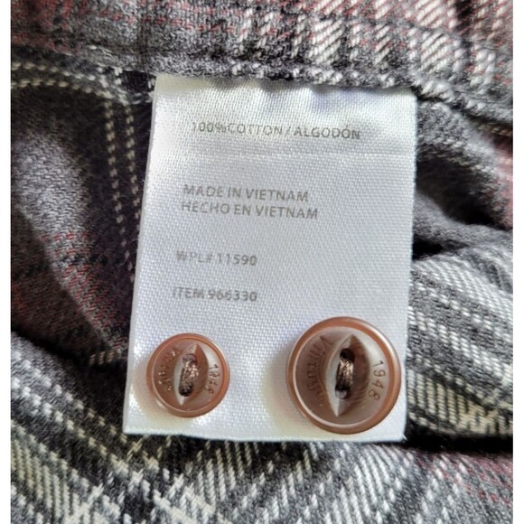 Weatherproof Vintage Men’s 2XL Flannel Shirt Gray Maroon Plaid Western Cowboy - Picture 6 of 10